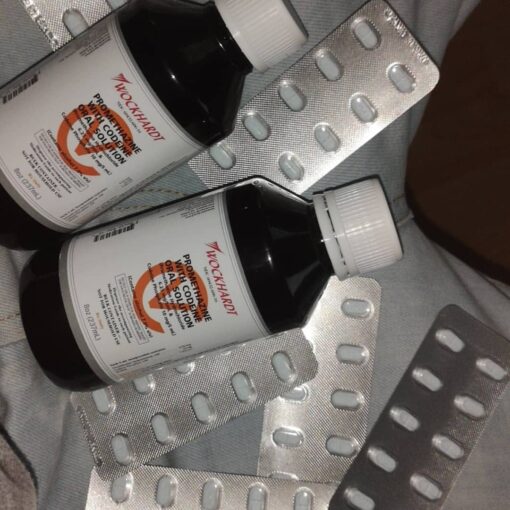 Bottle of Promethazine with Codeine Cough Syrup – Prescription Only